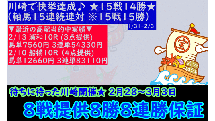 火曜～金曜８戦提供 → ８戦８勝８連勝を保証します☆ ペナルティ付 - DMMオンラインサロン