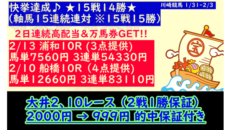 的中保証付き♪ 大井２，１０レース(^_^)v ２月２１日分 - DMMオンラインサロン