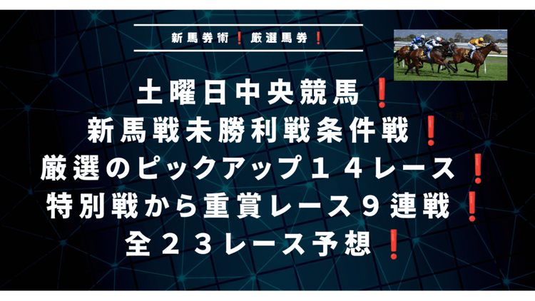 土曜日中央競馬❗全勝負レース❗２３レース予想❗新中央競馬馬券術炸裂だ❗ - DMMオンラインサロン