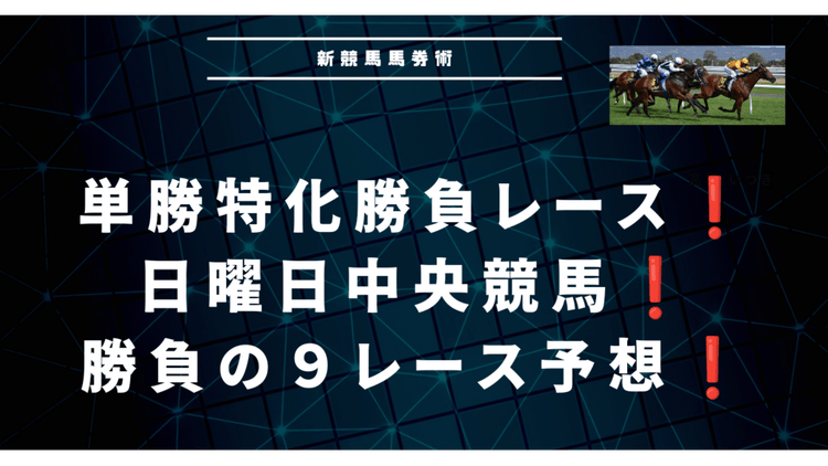 日曜日中央競馬単勝特化勝負レース❗9レース予想パック❗ - DMM